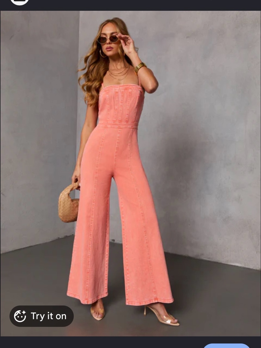 Vici Coral Pink Strapless Wide-Leg Jumpsuit